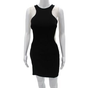Aida Womens Bodycon Mini Dress Black High Neck Sleeveless Zip Poly Size 2